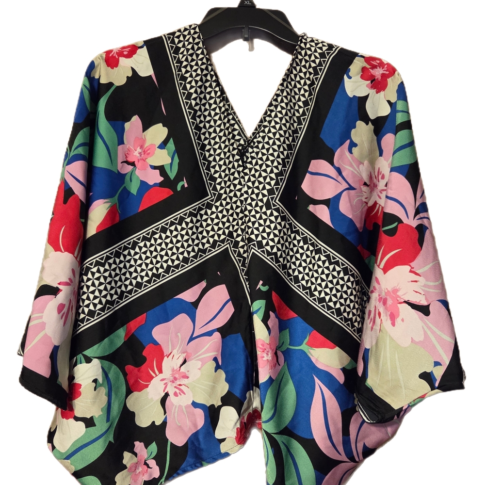 Nine West Floral Blouse - Black, Pink, Blue